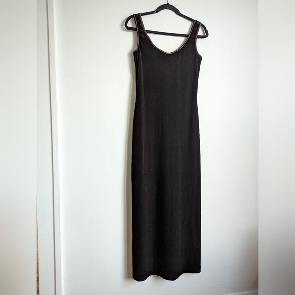 Mica Dresses & Skirts - Vintage Mica Brown Velvet Whimsygoth Fitted Maxi Dress Size 6 Elegant